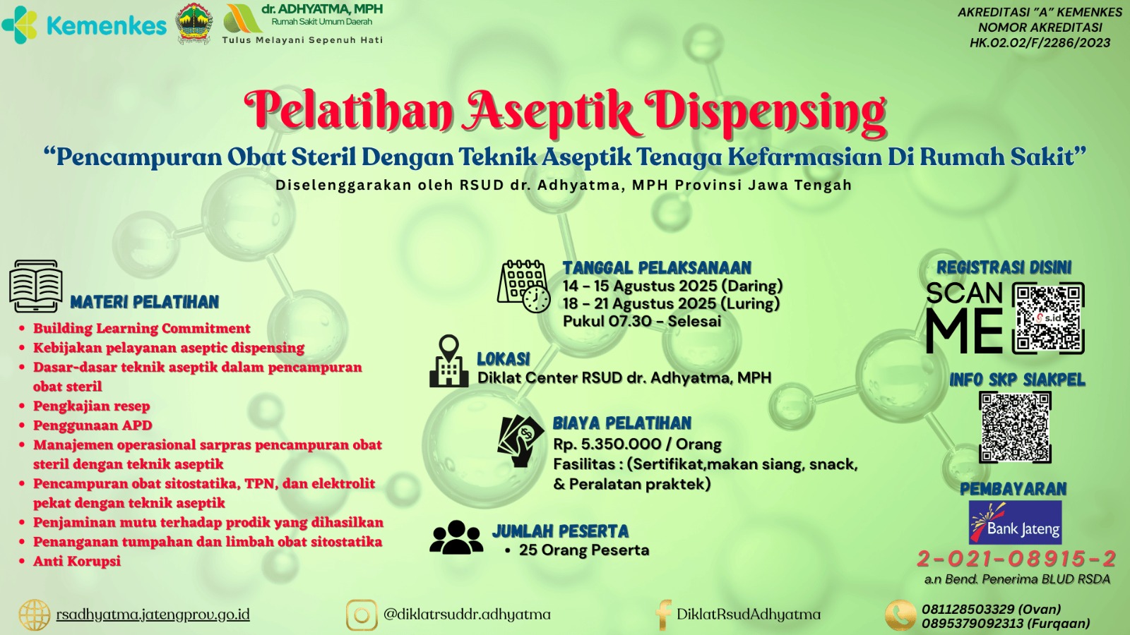 Pelatihan Pencampuran Obat Steril Dengan Teknik Aseptik Tenaga Kefarmasian Di Rumah Sakit